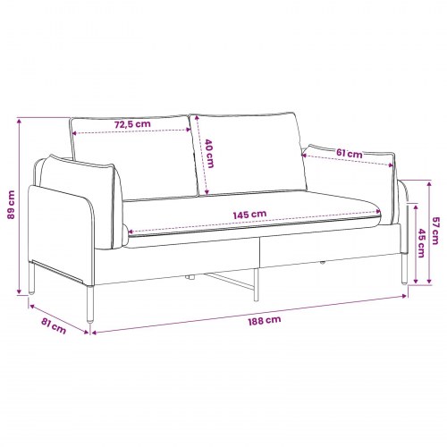 2-personers sofa i stof - mørkegrøn, 188 x 81 x 89 cm
