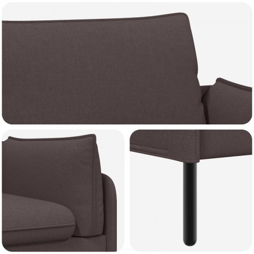 2-personers sofa i mørkebrun stof - 188 x 81 x 89 cm