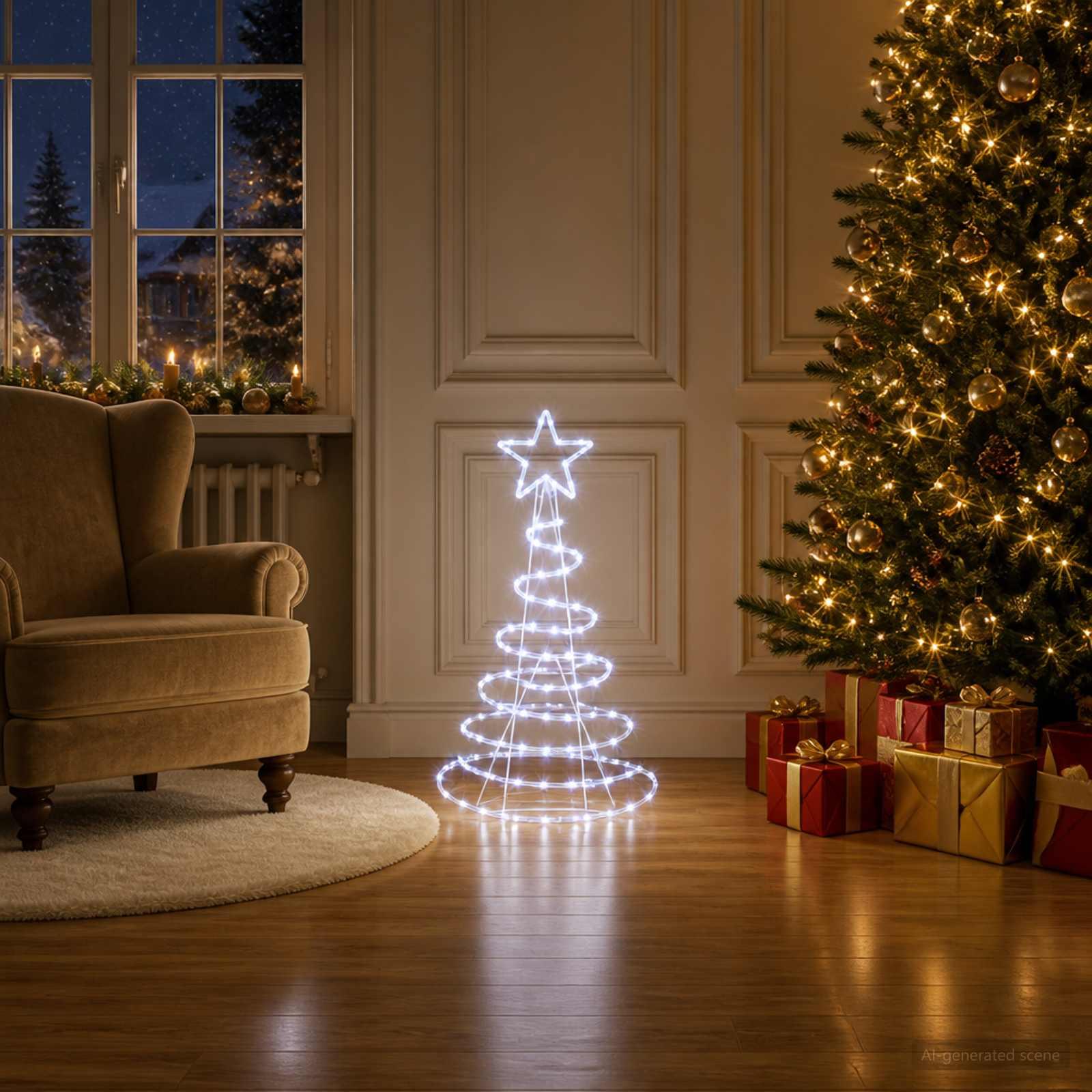 vidaXL LED-juletræ LOVIISA 100 LED'er Kold hvid 51 x 99 cm