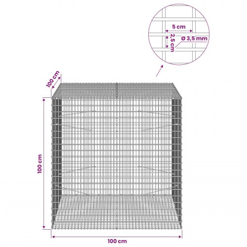 Gabionkurv 100 x 100 x 100 cm - 3,5 mm tråd