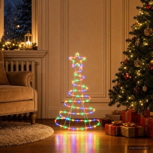 LED-juletræ LOVIISA 100 LED'er - flerfarvet, 51 x 99 cm