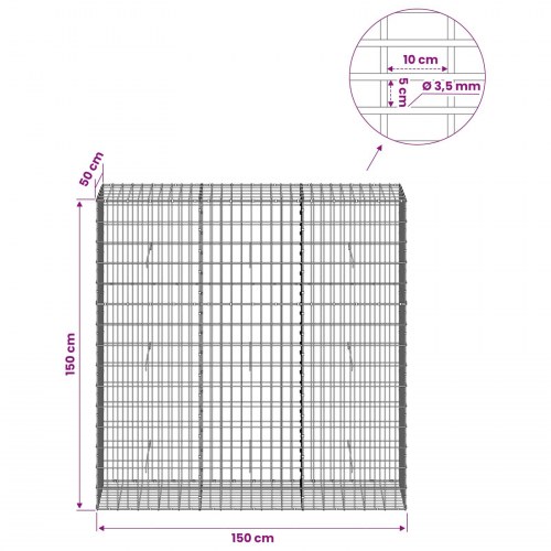 Gabion 150 x 50 x 150 cm - 3,5 mm tråd, 5 x 10 cm net