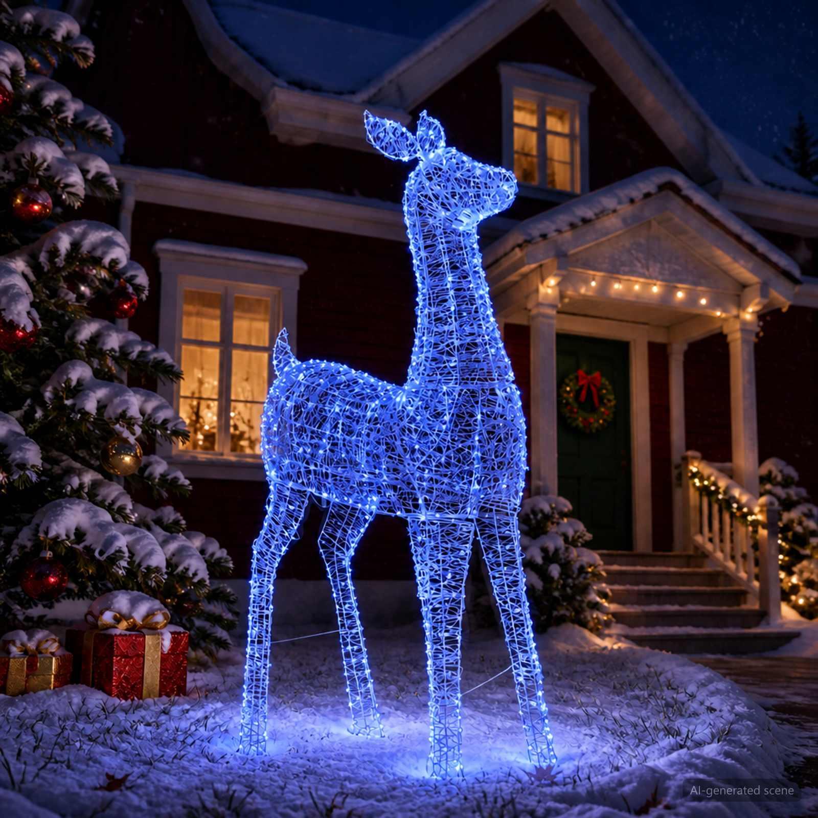 vidaXL LED-rensdyr til julebelysning LOVIISA 900 LED'er Blå