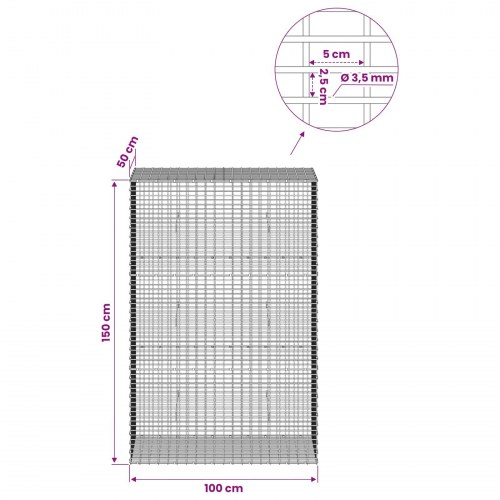 Gabionkurv 100 x 50 x 150 cm - 3,5 mm tråd