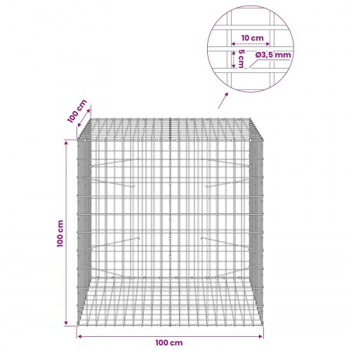 Gabionkurv i galvaniseret stål 100 x 100 x 100 cm