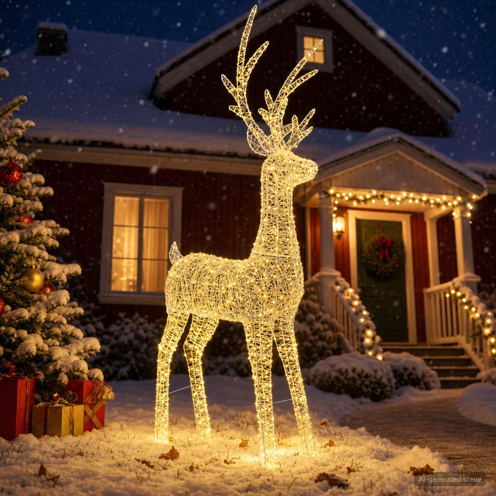 LED-rensdyr til julebelysning 1000 LED'er 122 x 56 x 270 cm Varm hvid
