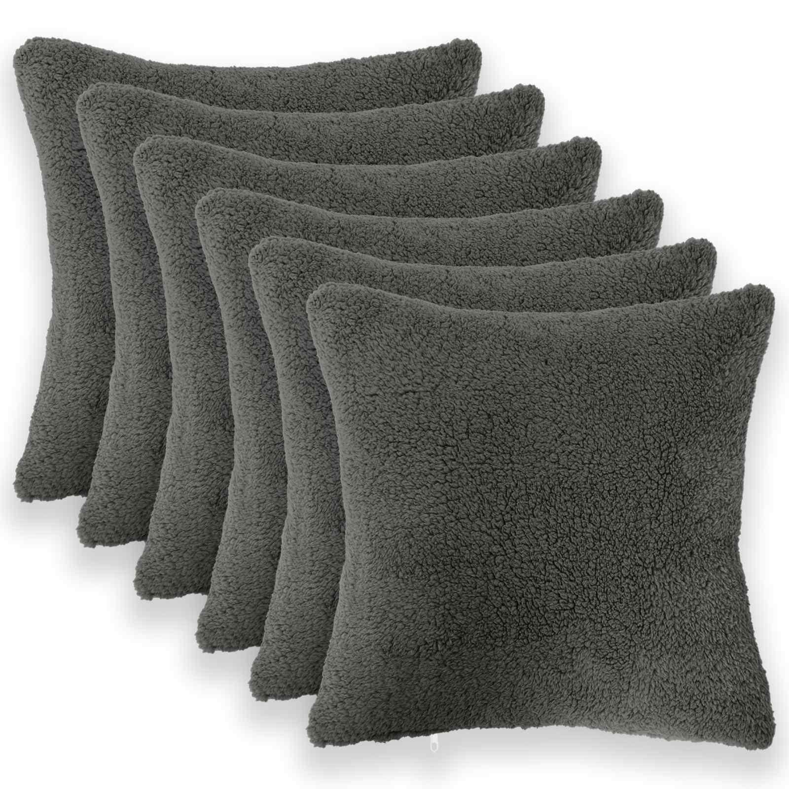 Pudebetræk HEERLEN mørkegrå 45 x 45 cm bouclé - 6 stk.