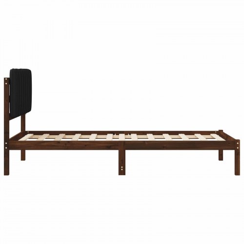 Sengestel med polstret hovedgavl 75 x 190 cm - mørkebrun/sort