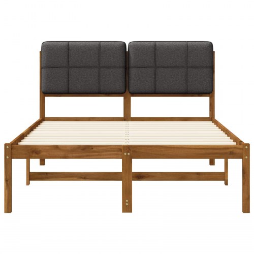 Sengestel med polstret hovedgavl 150 x 200 cm - naturfarvet og mørkegrå