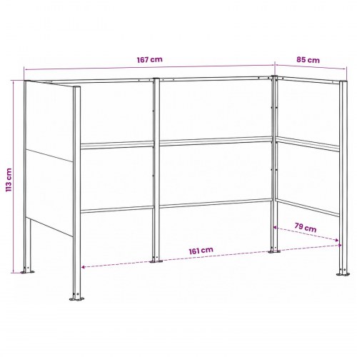 Affaldsbeholderskjuler i stål - sort, 167 x 85 x 113 cm