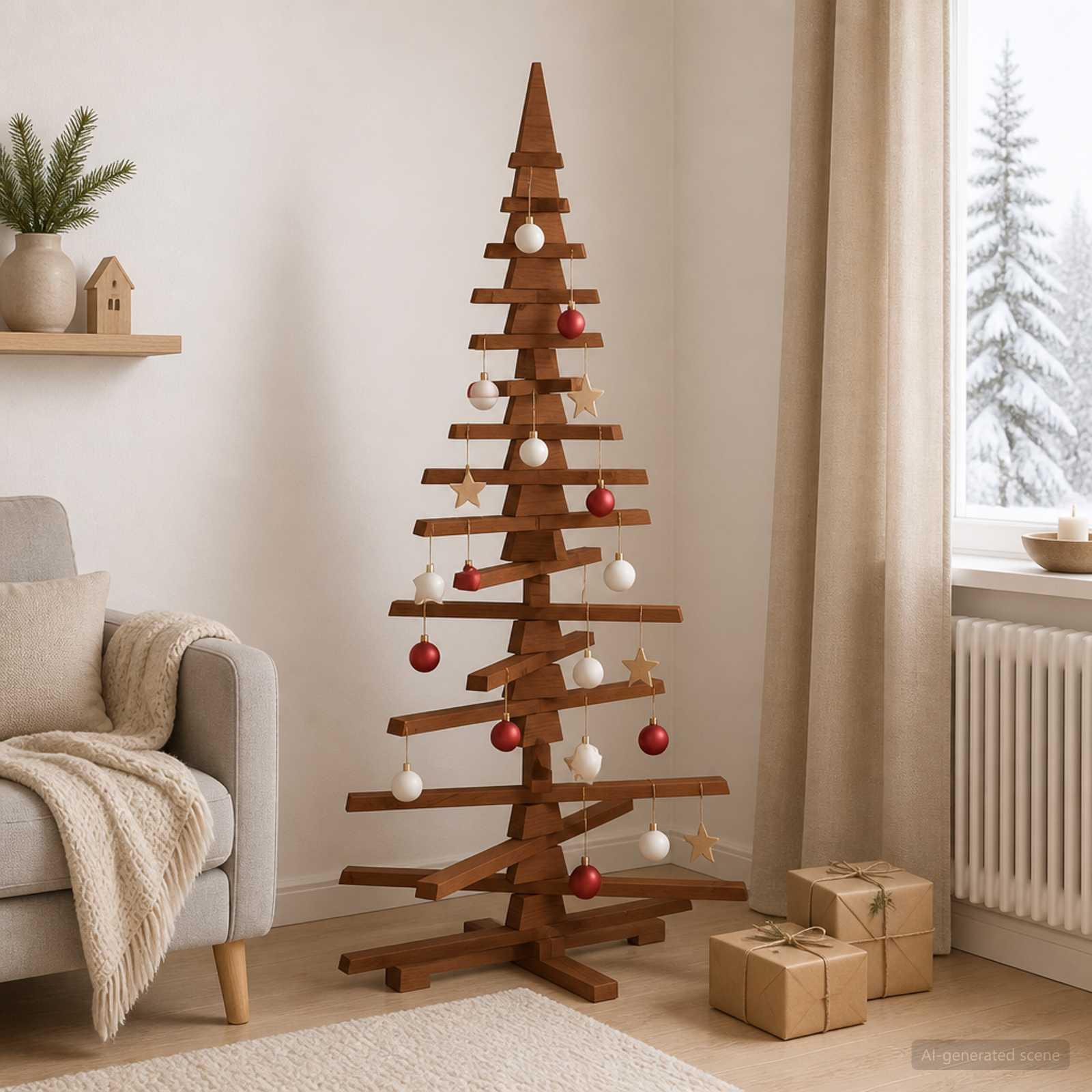 vidaXL Træ juletræ KOTKA 150 cm Massivt fyrretræ Mørkebrun Finish