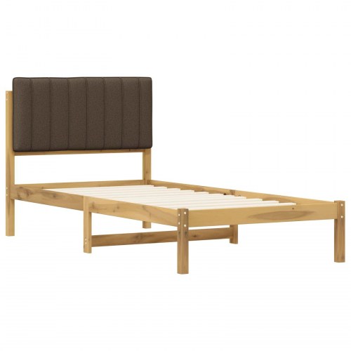 Sengestel med polstret hovedgavl - hvidvasket/taupe, 75 x 190 cm