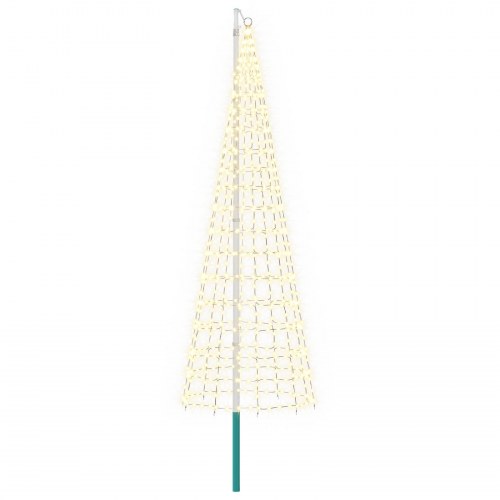 Juletræslys med flagstang og jordspyd 300 cm - 550 LED, varm hvid