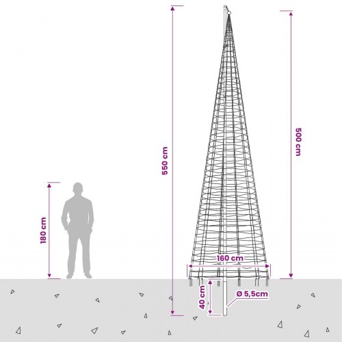Juletræslys med flagstang og jordspyd 500 cm 1534 LED - varm hvid