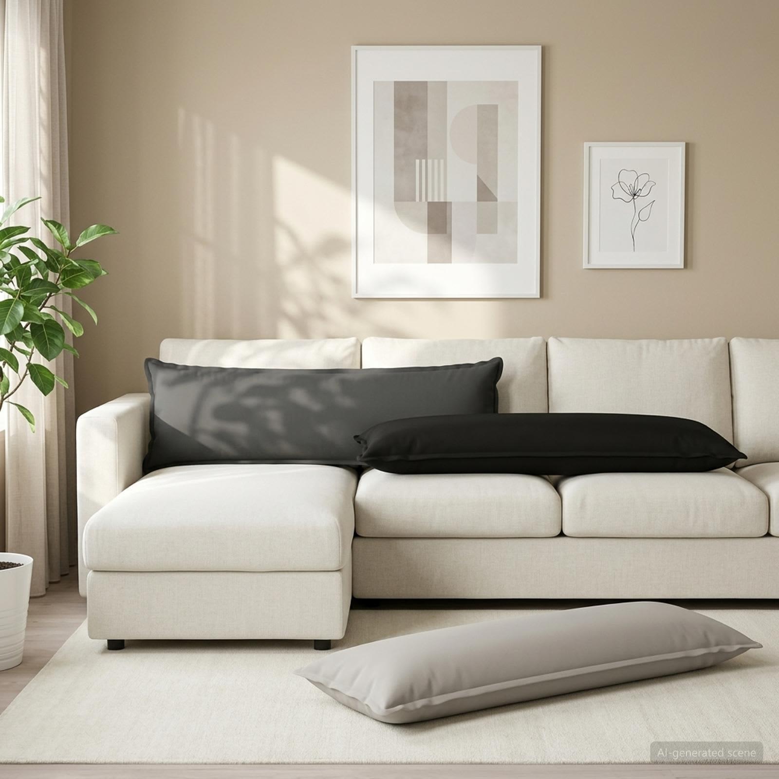 vidaXL Pude 2 stk. HOUTEN Sort 40 x 145 cm Polyester