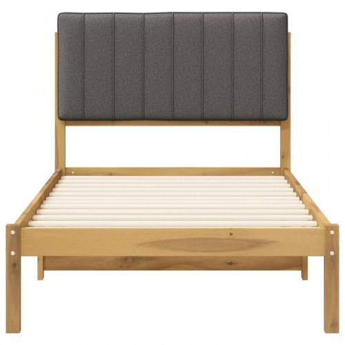 Sengestel med polstret hovedgavl 80 x 200 cm - hvidvasket og lysegrå