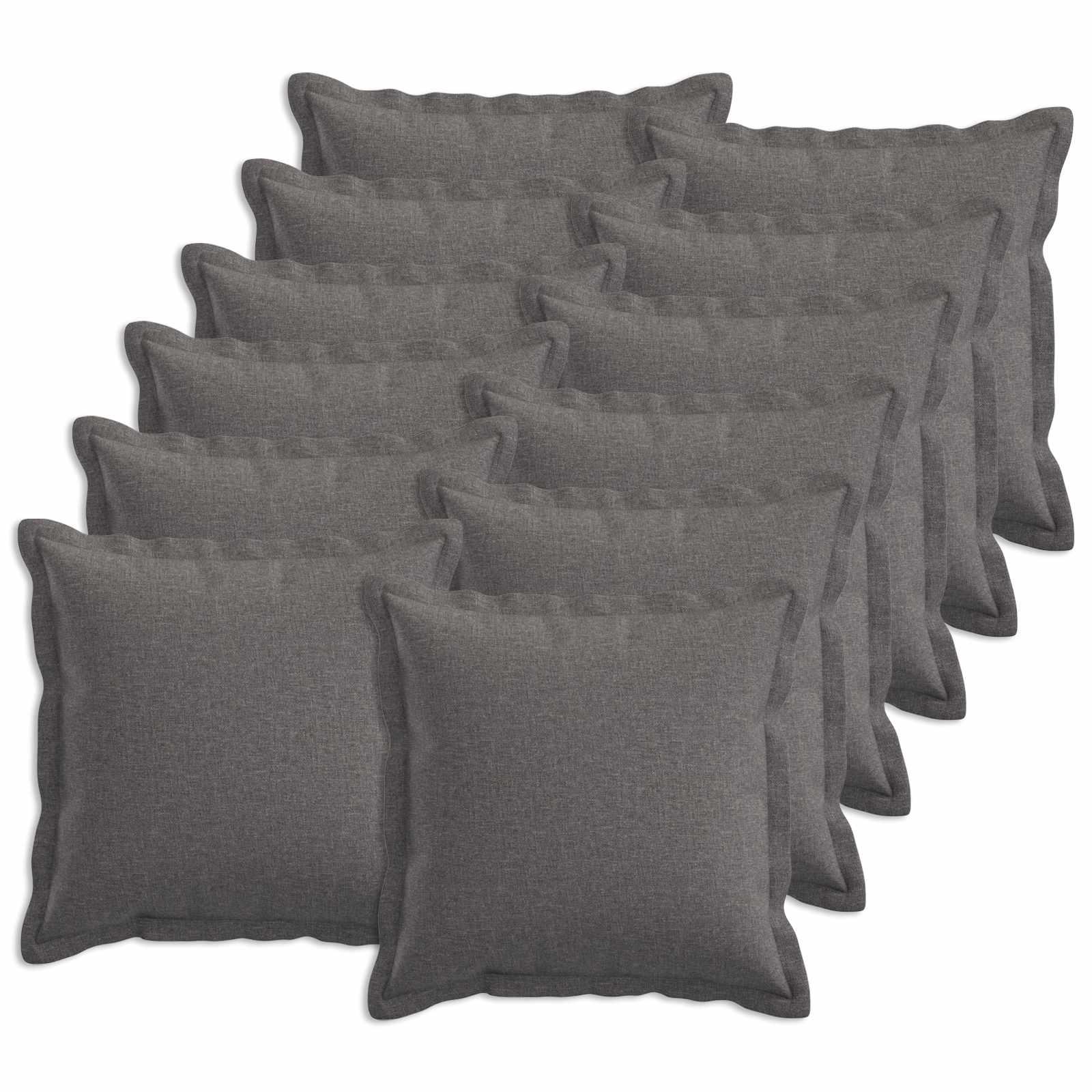 vidaXL Pudebetræk 12 stk. HOUTEN Lysegrå 40 x 40 cm Faux Linned