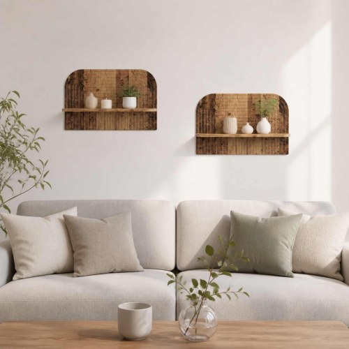 Væghylder 2 stk. - gammelt træ 60 x 13,5 x 37,5 cm
