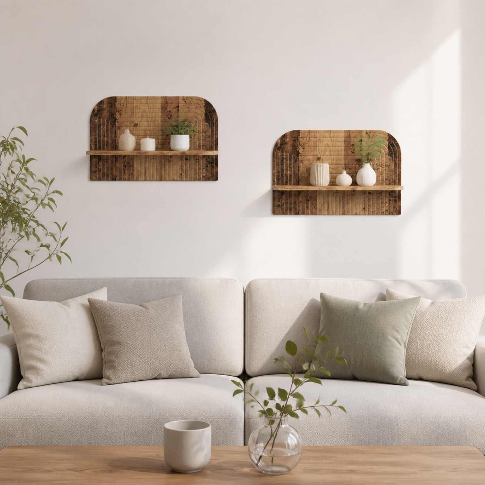 Væghylder 2 stk. - gammelt træ 60 x 13,5 x 37,5 cm