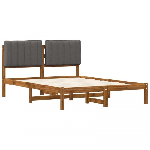 Sengestel med polstret hovedgavl 140 x 190 cm - naturfarvet/lysegrå