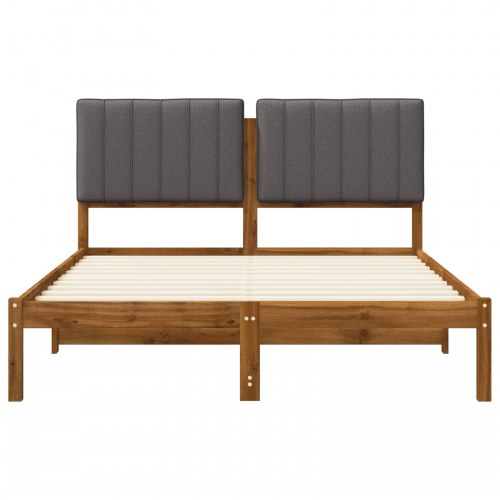 Sengestel med polstret hovedgavl 140 x 190 cm - naturfarvet/lysegrå