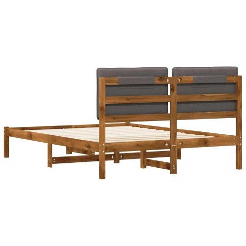 Sengestel med polstret hovedgavl 140 x 190 cm - naturfarvet/lysegrå