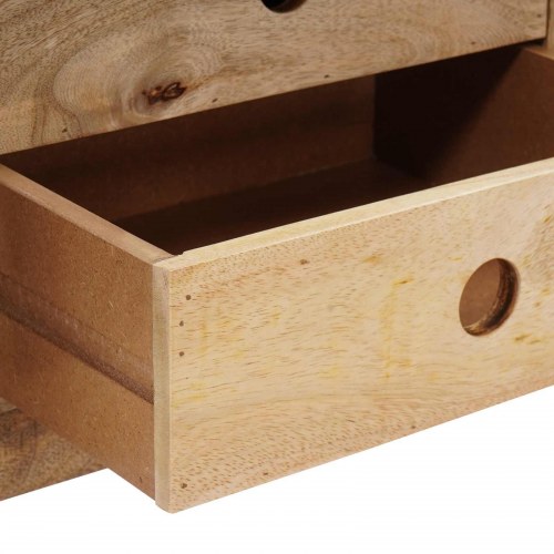 Entrebænk med skuffer i ægte læder 110 x 30 x 45 cm - mørk brun