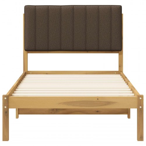 Sengestel med polstret hovedgavl - hvidvasket og taupe, 90 x 190 cm