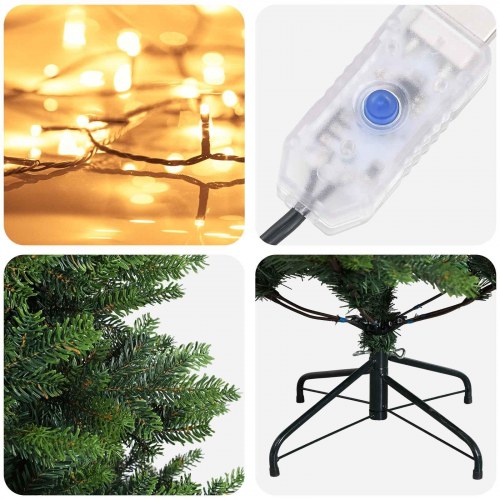Kunstigt juletræ med LED 150 cm - varm hvid