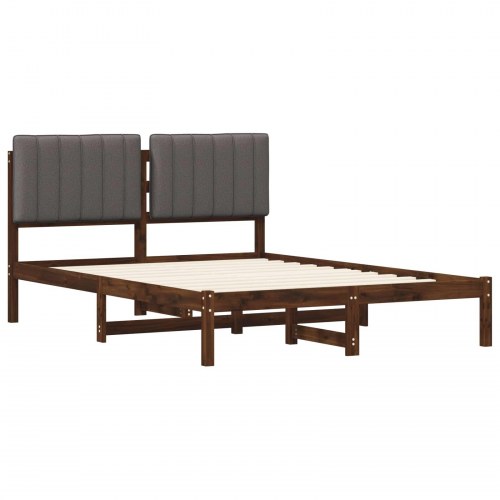 Sengestel med polstret hovedgavl 120 x 190 cm - mørkebrun/lysegrå