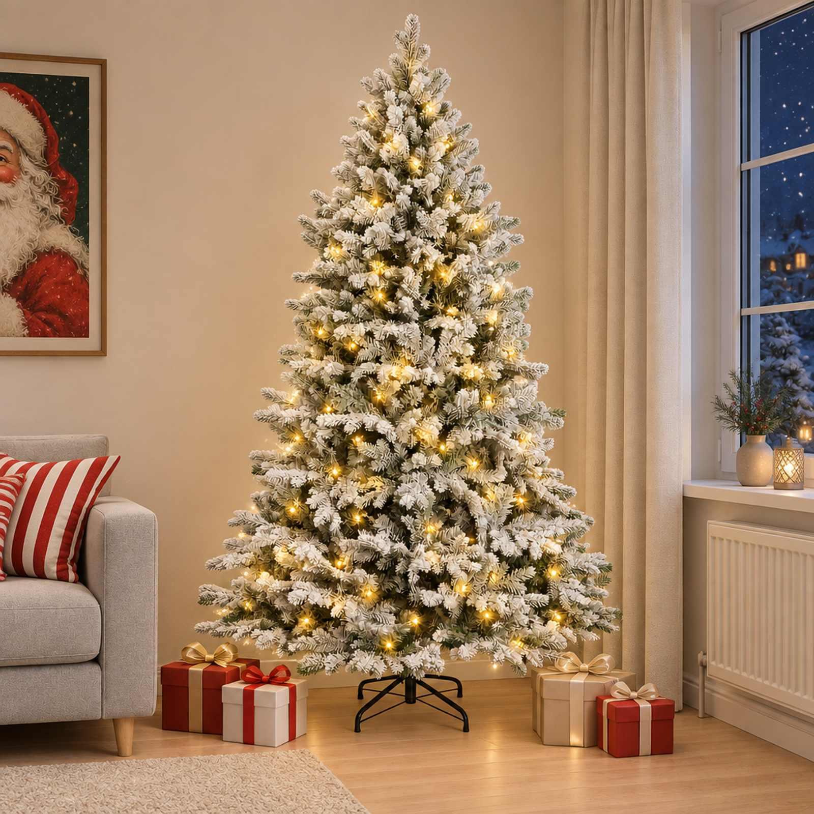 vidaXL Kunstigt Hinged Juletræ 150 cm 150 LED'er Varm hvid PE og PVC