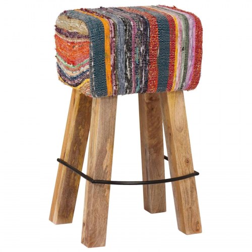 Barstole 2 stk. flerfarvet ægte læder 44 x 33 x 74 cm