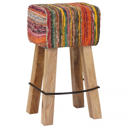 Barstole 2 stk. flerfarvet ægte læder 44 x 33 x 74 cm