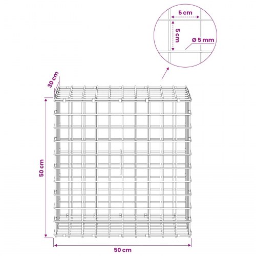 Gabionkurv 50 x 30 x 50 cm - 5 mm tråd
