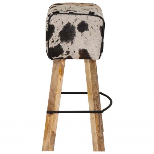 Barstole 2 stk. i sort og hvid ægte læder 44 x 33 x 74 cm