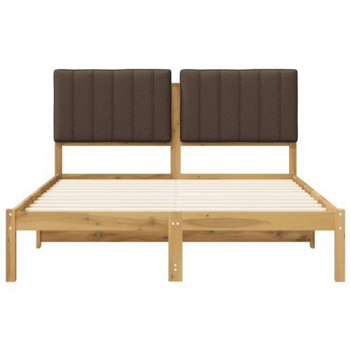 Sengestel med polstret hovedgavl - 140 x 190 cm, hvidvasket/taupe