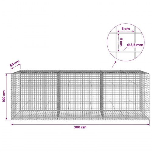 Gabionkurv 300 x 50 x 100 cm - 3,5 mm tråd