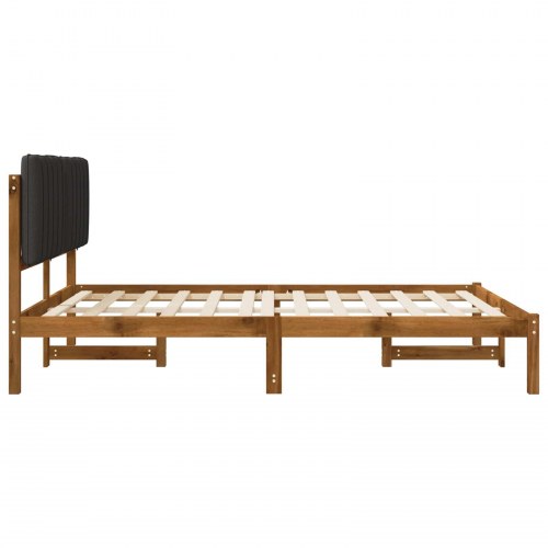 Sengestel med polstret hovedgavl 120 x 200 cm - naturfarvet og mørkegrå