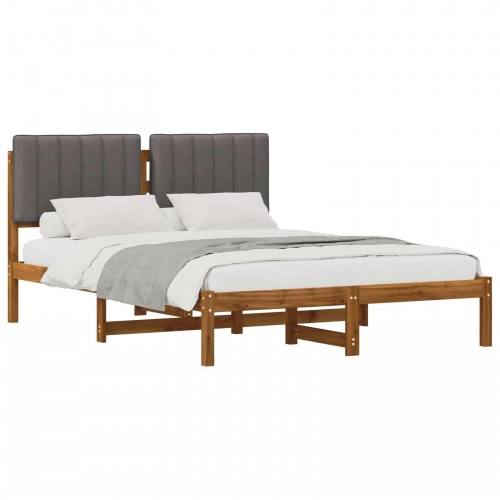 Sengestel med polstret hovedgavl 120 x 200 cm - naturfarvet/lysegrå