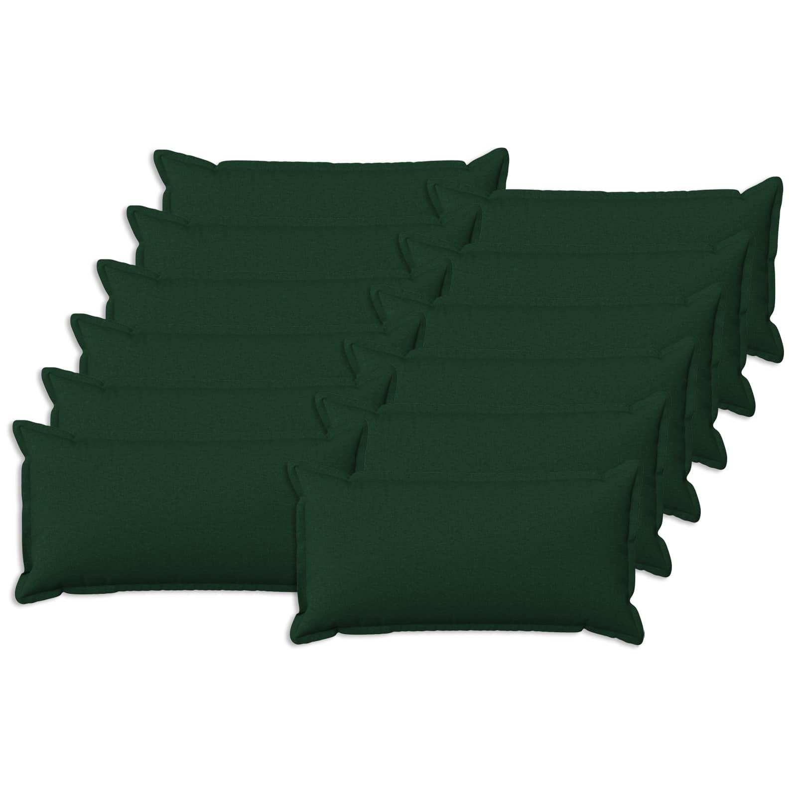 vidaXL Pudebetræk 12 stk. HOUTEN Mørkegrøn 40 x 80 cm Faux Linned