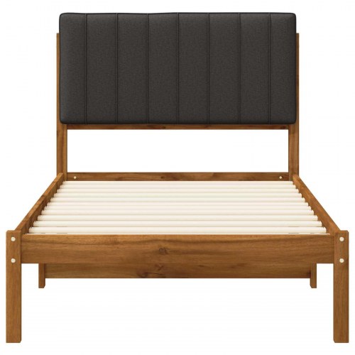 Sengestel med polstret hovedgavl 75 x 190 cm - naturfarvet og mørkegrå