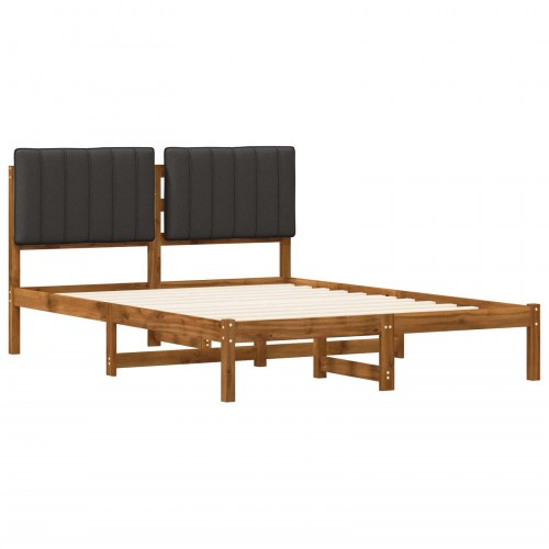 Sengestel med polstret hovedgavl 120 x 190 cm - naturfarvet/mørkegrå