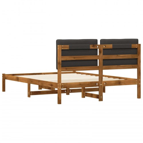Sengestel med polstret hovedgavl 120 x 190 cm - naturfarvet/mørkegrå