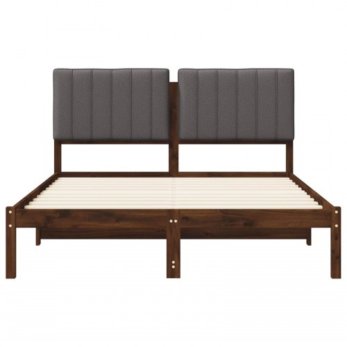 Sengestel med polstret hovedgavl 135 x 190 cm - mørkebrun/lysegrå
