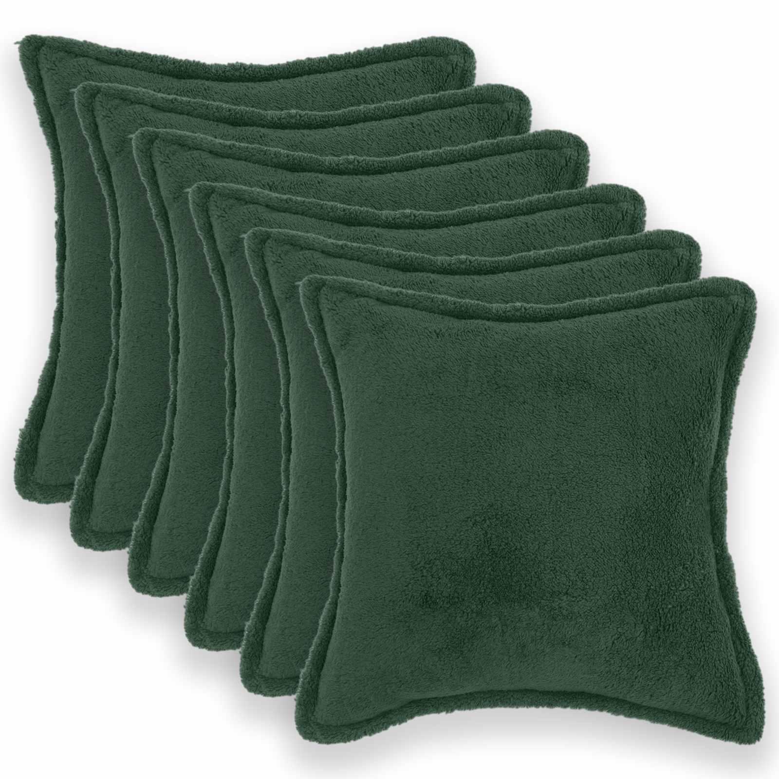 Pudebetræk HOUTEN 6 stk. mørkegrøn 40 x 40 cm bouclé