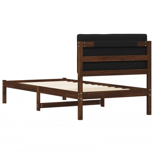 Sengestel med polstret hovedgavl 80 x 200 cm - mørkebrun og sort