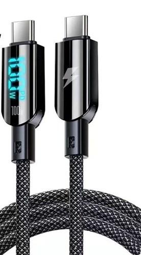 Vakoss TC-U560 USB-C to USB-C Cable with Digital Display 100W 1.5m Black