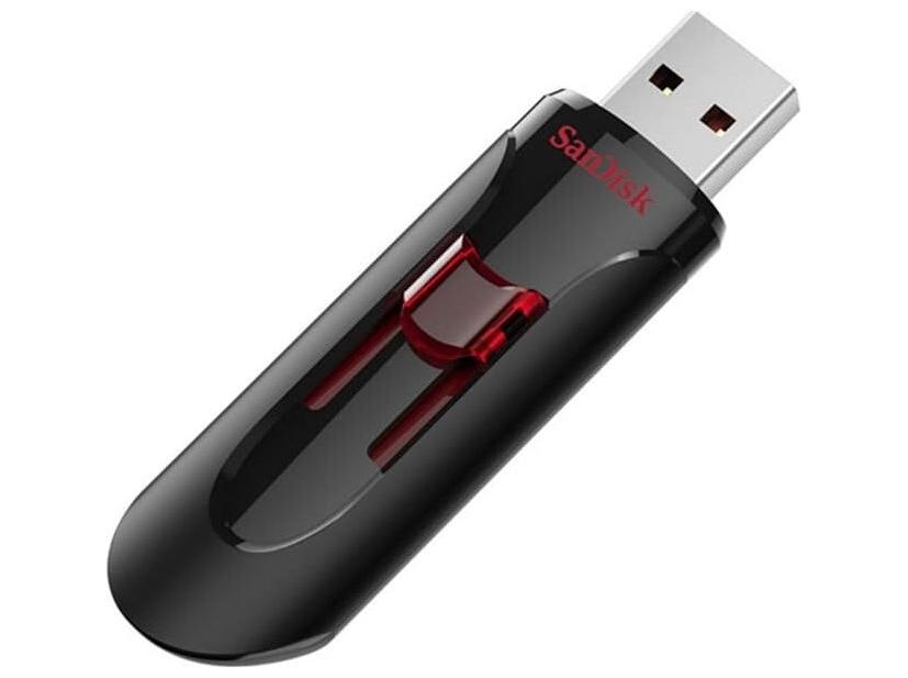 SanDisk UFM 16GB USB CRUZER GLIDE 3.0, 16 GB, USB Type-A, 3.2 Gen 1 (3.1 Gen 1), Glide, Sort, Rød
