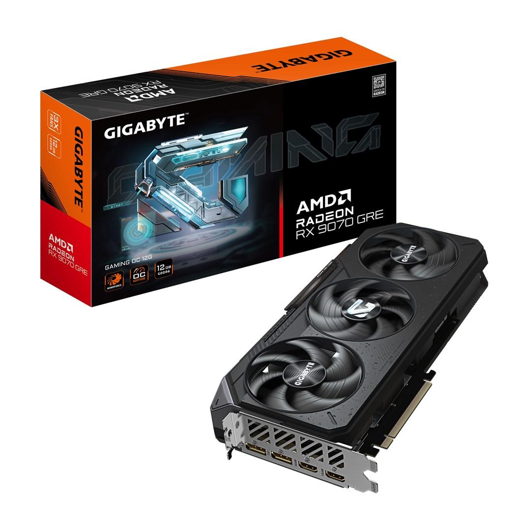 Gigabyte Radeon RX 9070 GRE GAMING OC 12G – Grafikkarte, 12GB GDDR6, 192bit, PCI-E 5.0, 2920 MHz Core Clock, 2 × DisplayPort, 2 × HDMI, GV-