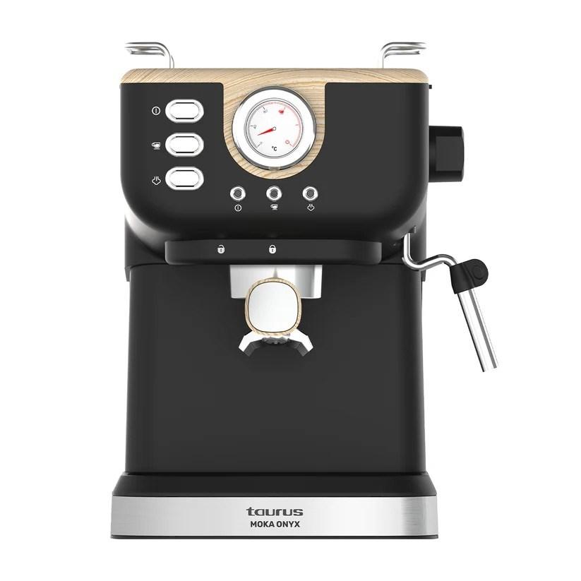 Espressomaskine Taurus Onyx Moka - sort/sølv/træ